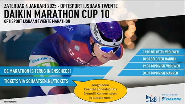 Zaterdag 4 januari Daikin Marathon Cup met korting