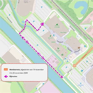 Wegwerkzaamheden richting ijsbaan