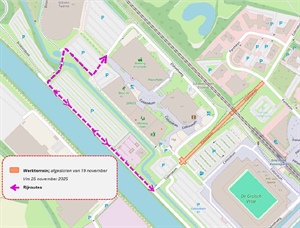 Wegwerkzaamheden richting ijsbaan